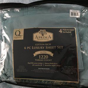 Aprima 1220 Thread Count Queen Cotton Rich Sateen 6-Piece Hotel Luxury Sheet Set